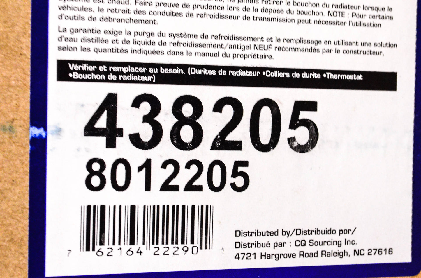 Carquest 438205 Radiator NOS