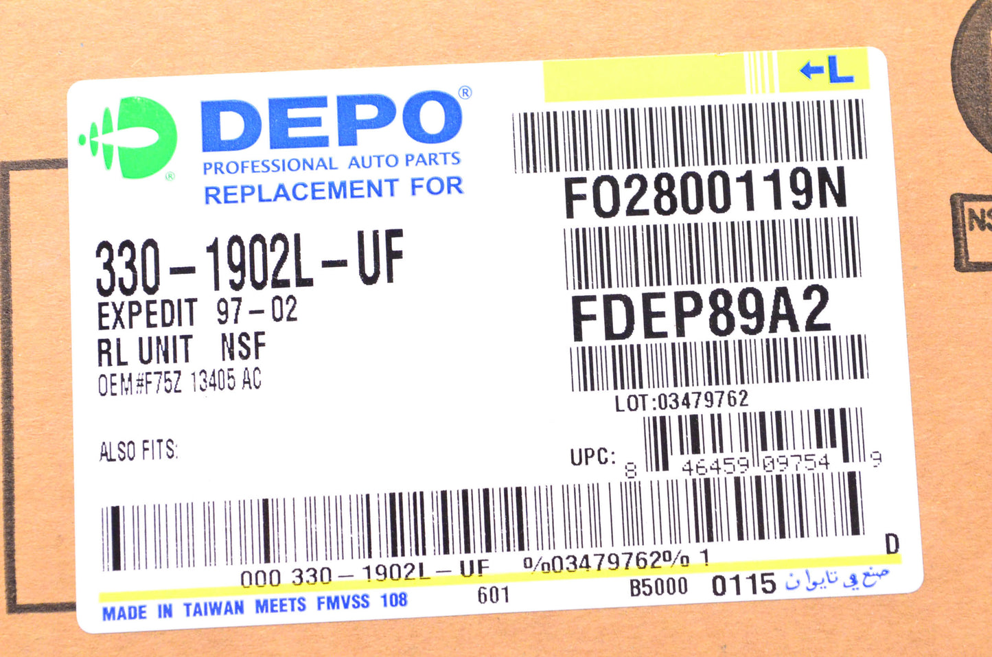 DEPO Driver Side Taillight Taillamp Rear Brake Left LH for 97-02 Expedition NOS