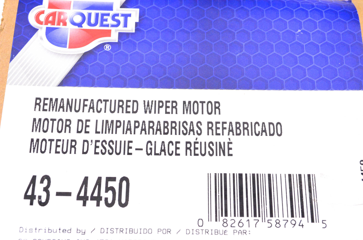Carquest 43-4450 Remanufactured Wiper Motor NOS