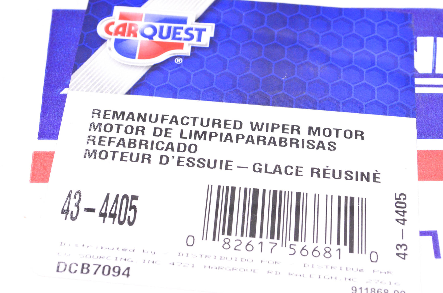 Carquest 43-4405 Remanufactured Wiper Motor NOS