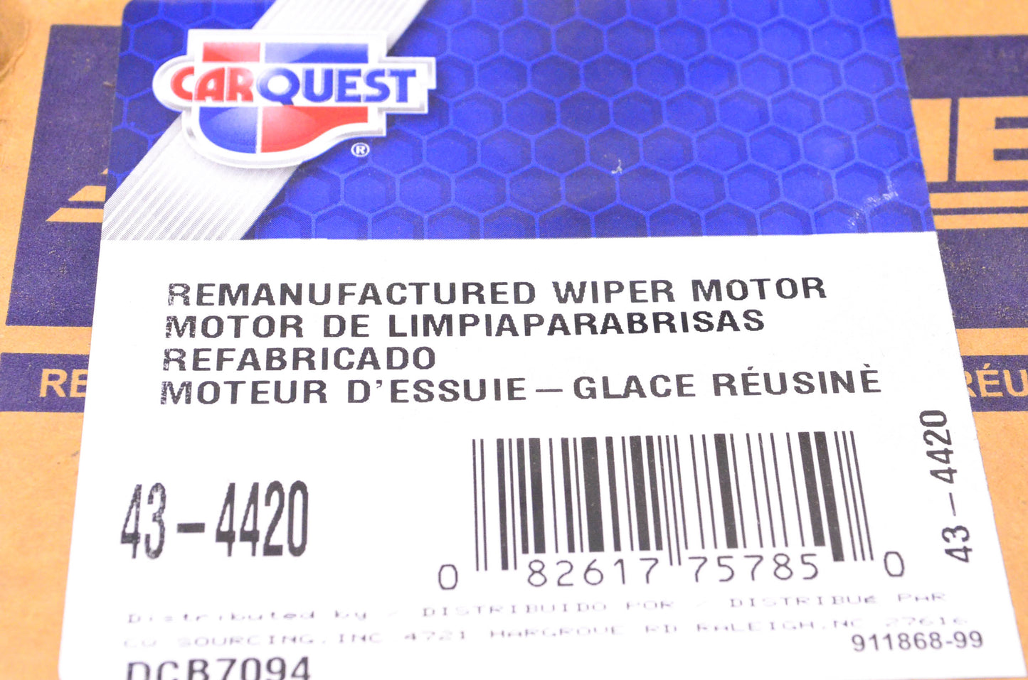 Carquest 43-4420 Remanufactured Wiper Motor NOS
