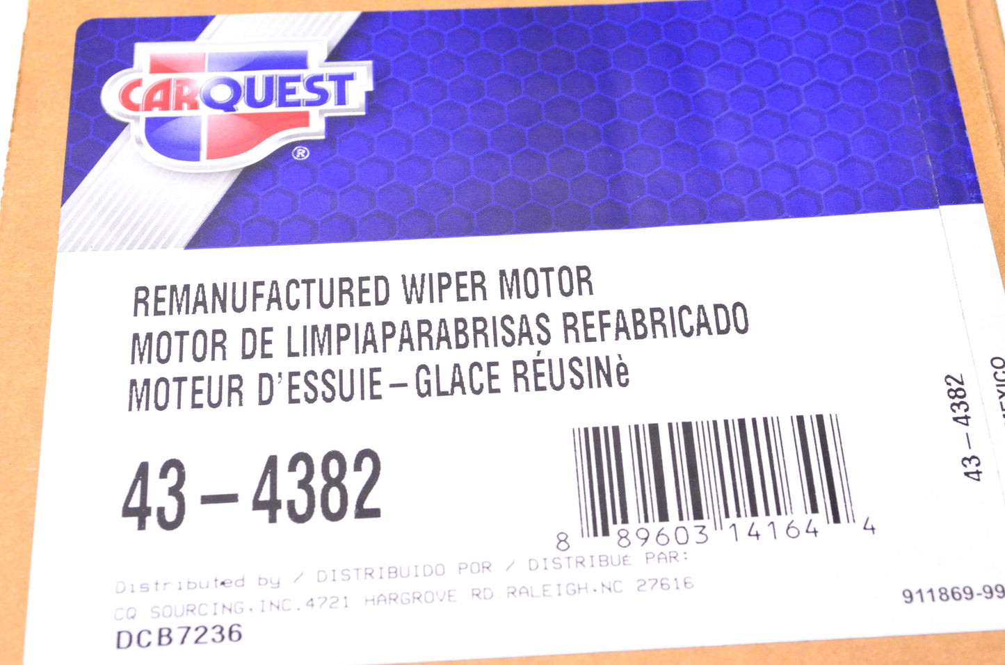 Carquest 43-4382 Remanufactured Wiper Motor NOS