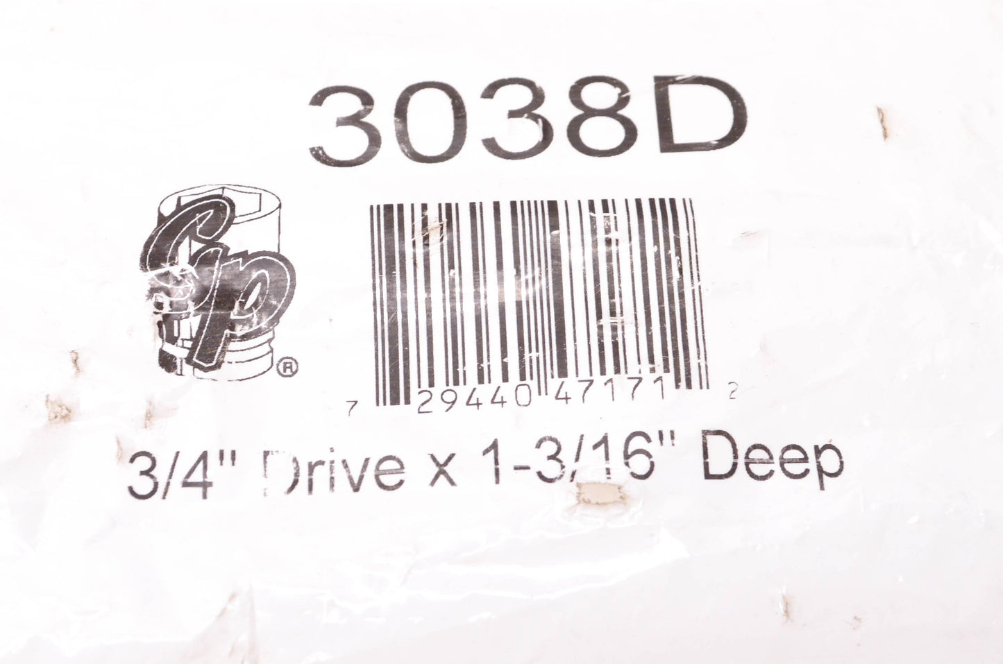 Grey Pneumatic 3038D 6-Point Deep Impact Socket 3/4" Drive x 1-3/16" NOS