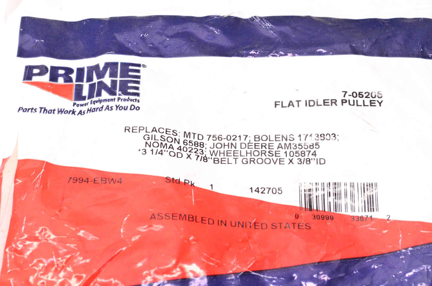 Prime Line 7-05205, 756-0217, AM35585 Flat Idler Pulley NOS
