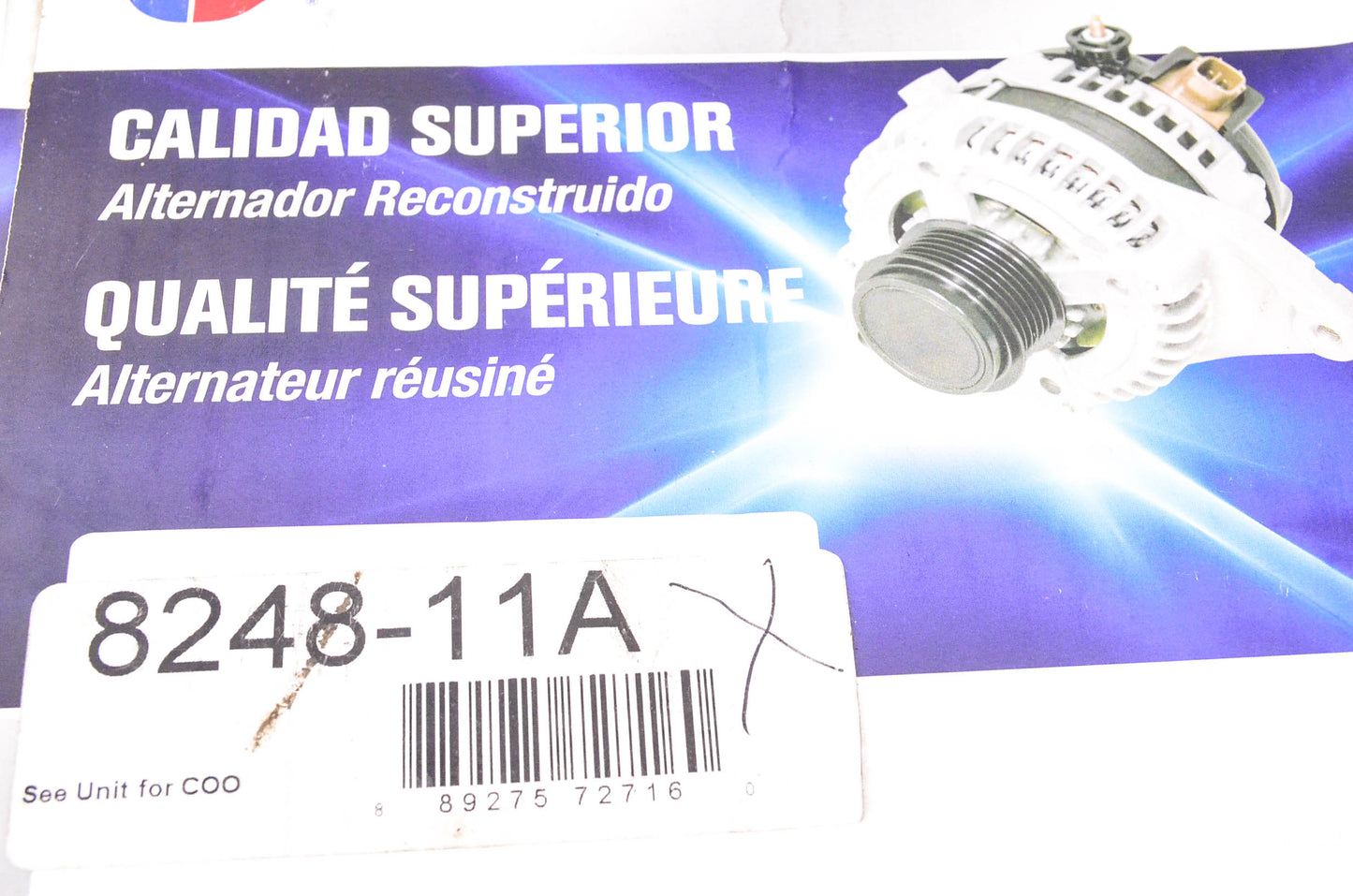Carquest 8248-11A Remanufactured Alternator NOS