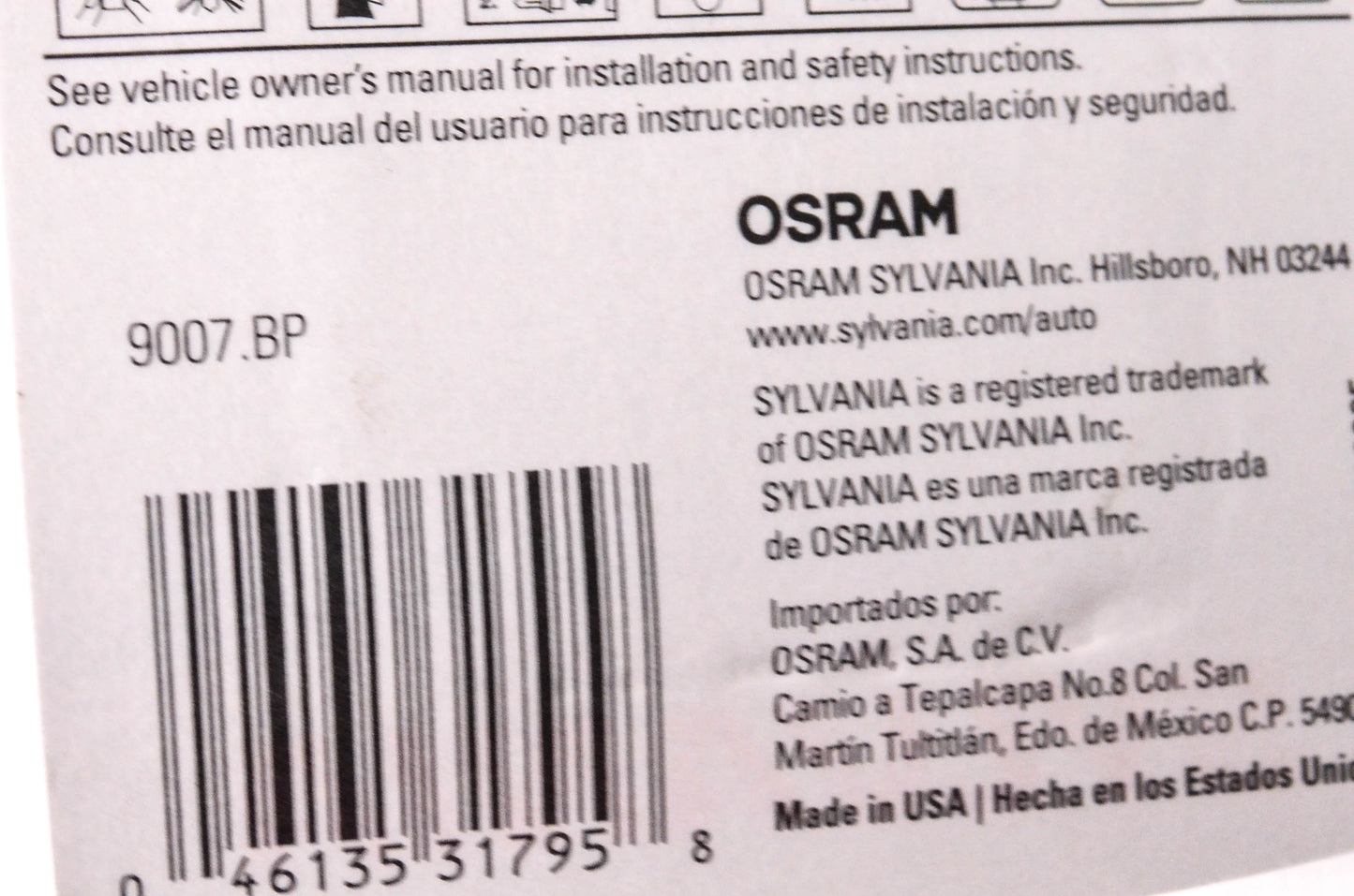 Sylvania 9007.BP Sylvania Basic Headlight NOS