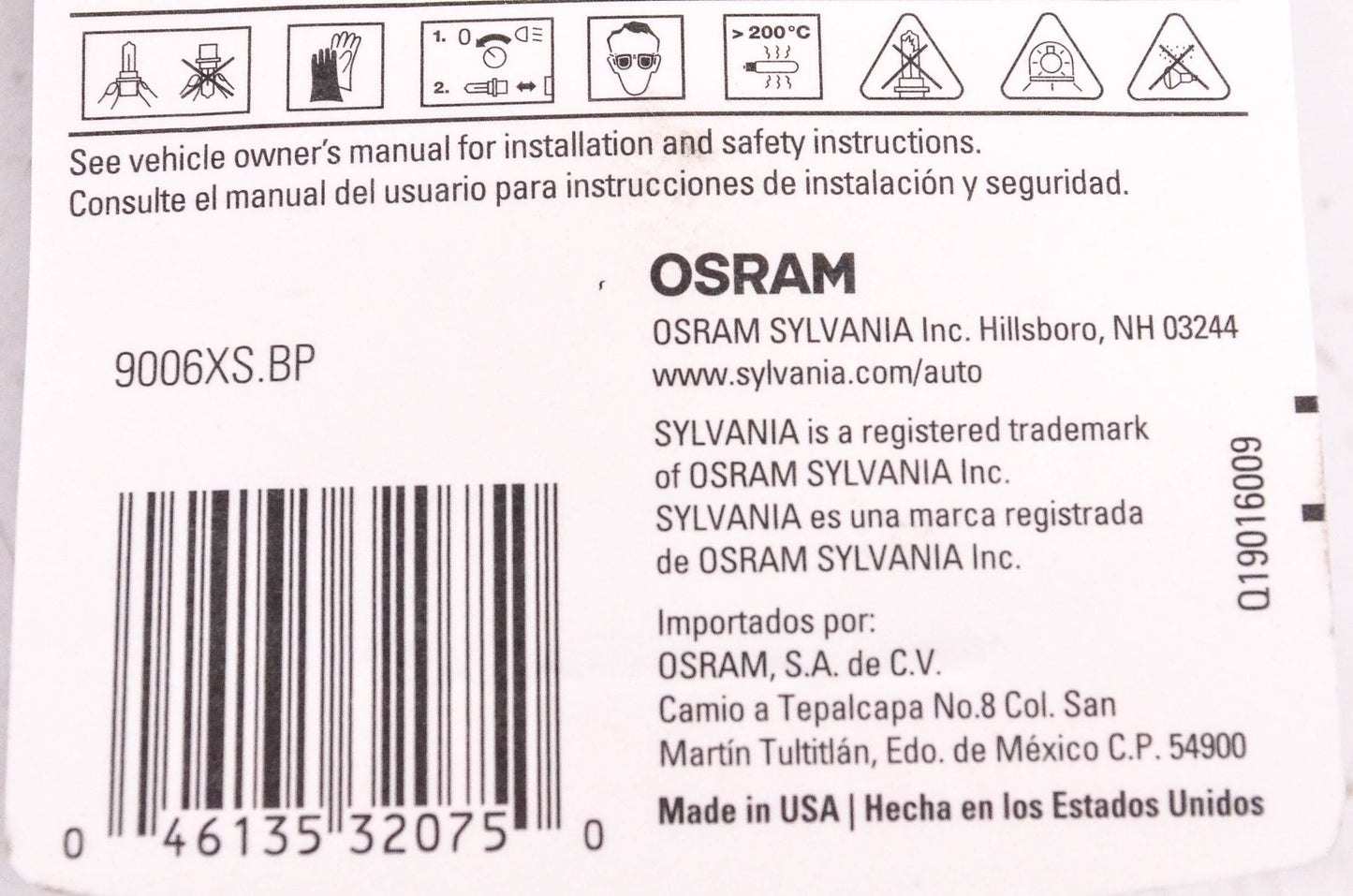 Sylvania 9006XS.BP Sylvania Basic Headlight NOS