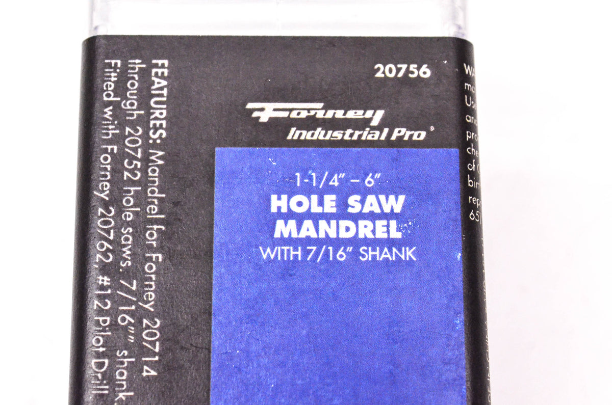 Forney 20756 1-1/4" - 6" Hole Saw Mandrel w/ 7/16" Shank NOS
