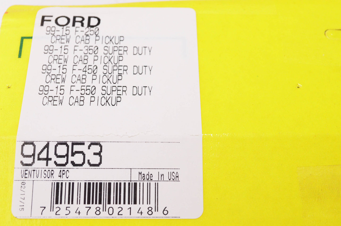 AVS 94953 Ventvisor Ford F-250 350 450 550 99-16 CC NOS