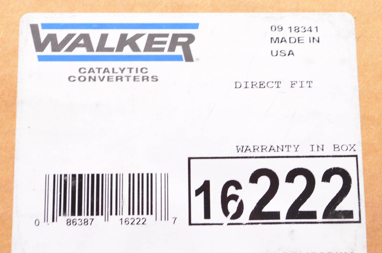 Walker 16222 Direct Fit Catalytic Converter NOS