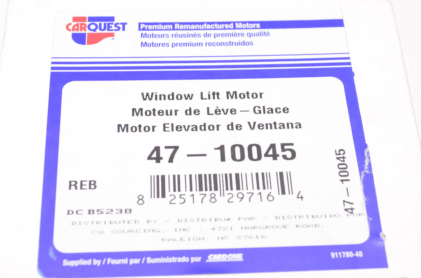 Carquest 47-10045 Remanufactured Window Lift Motor NOS