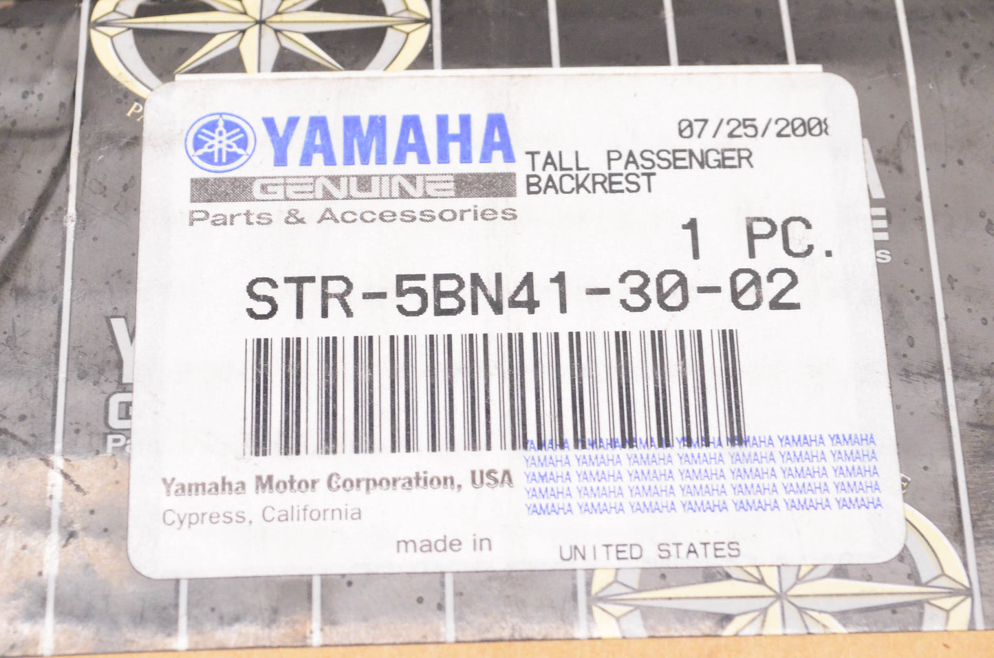 New OEM Yamaha STR-5BN41-30-02 Tall Passenger Backrest NOS