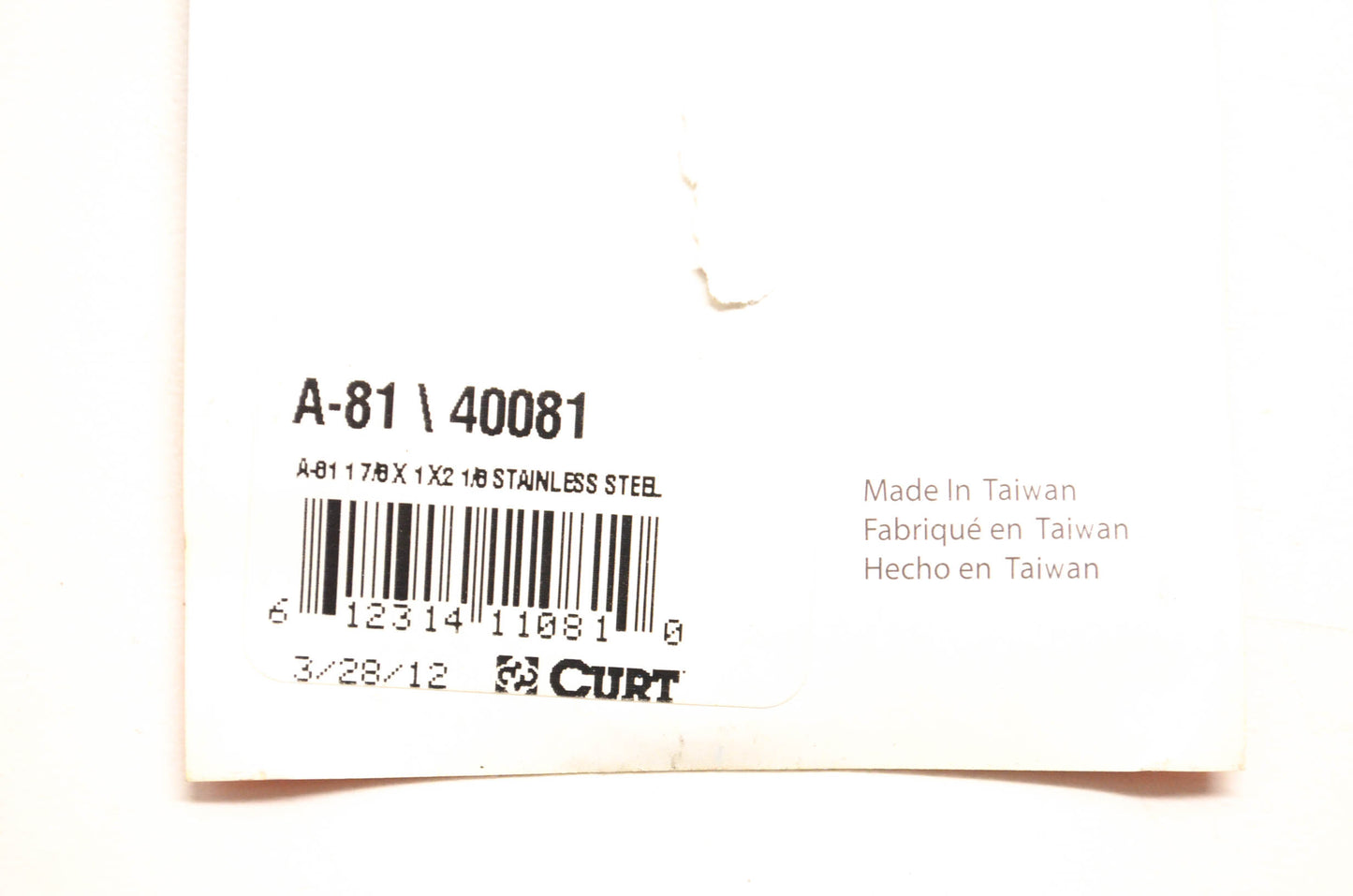 Curt 40081, A-81 Trailer Hitch Ball NOS