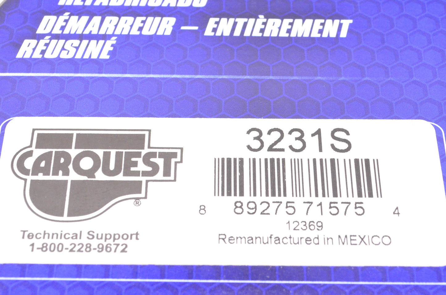 Carquest 3231S Remanufactured Starter NOS