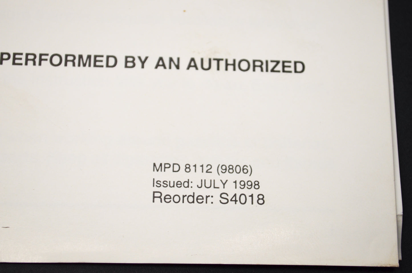 OEM Honda MPD8112, S4018 99 TRX250 Set-Up Instruction Manual