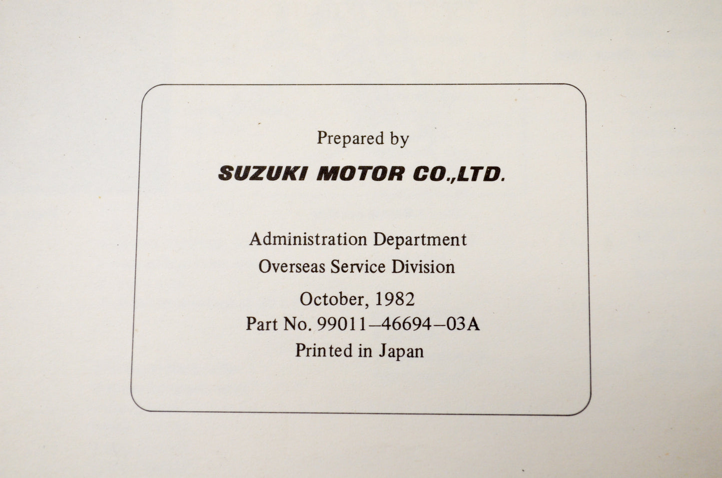 OEM Suzuki 99011-46694-03A 1983 RM60 Owner's Manual