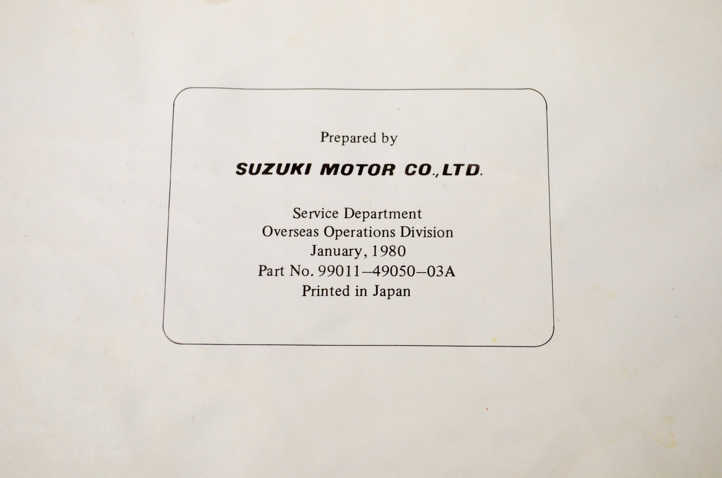 OEM Suzuki 99011-49050-03A GS1000G Owner's Manual