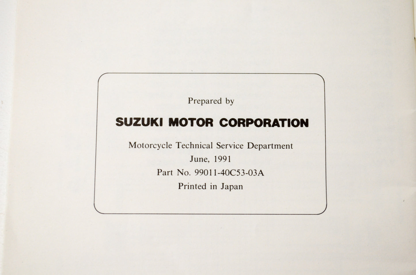 OEM Suzuki 99011-40C53-03A GSX-R1100 Owner's Manual