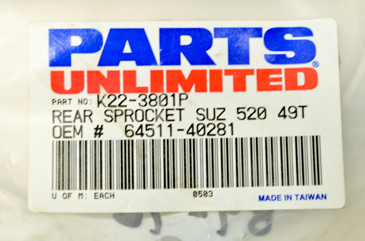 Sunstar S-40271SR, 2-357750 Sprocket 50T NOS