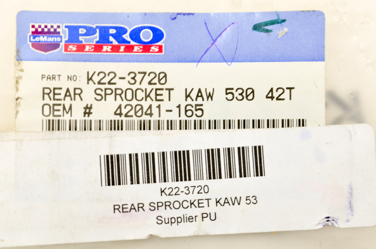 LeMans Pro Series K22-3720, 42041-165 Rear Sprocket 42T NOS