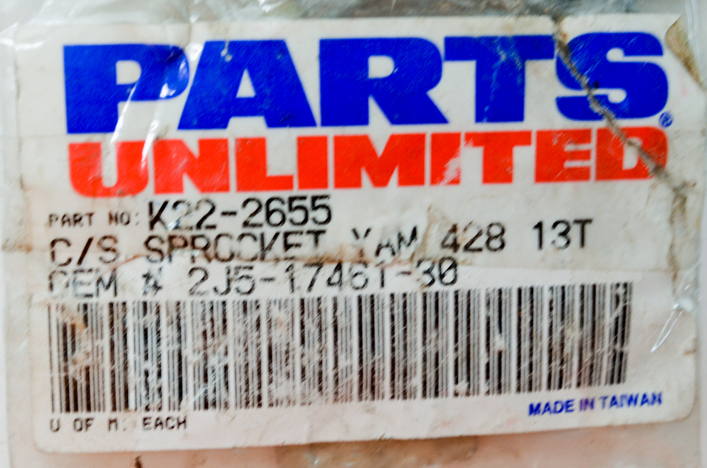 Parts Unlimited K22-2655, 2J5-17461-30 Sprocket 13T NOS