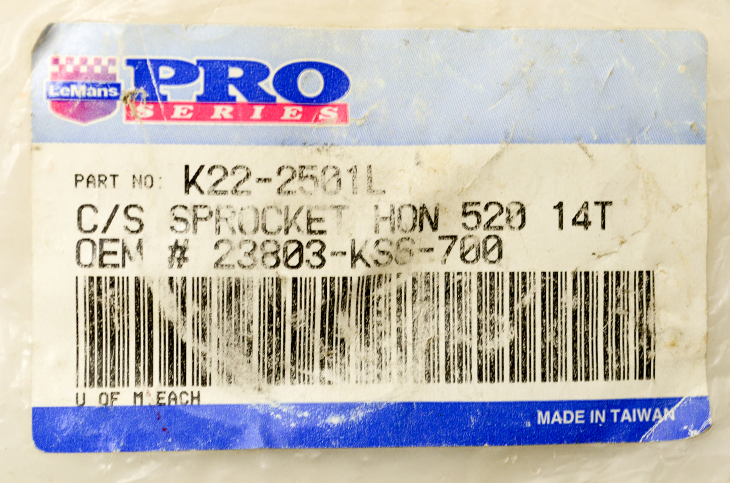 LeMans Pro Series K22-2501L, 23803-K56-700 Sprocket 14T NOS