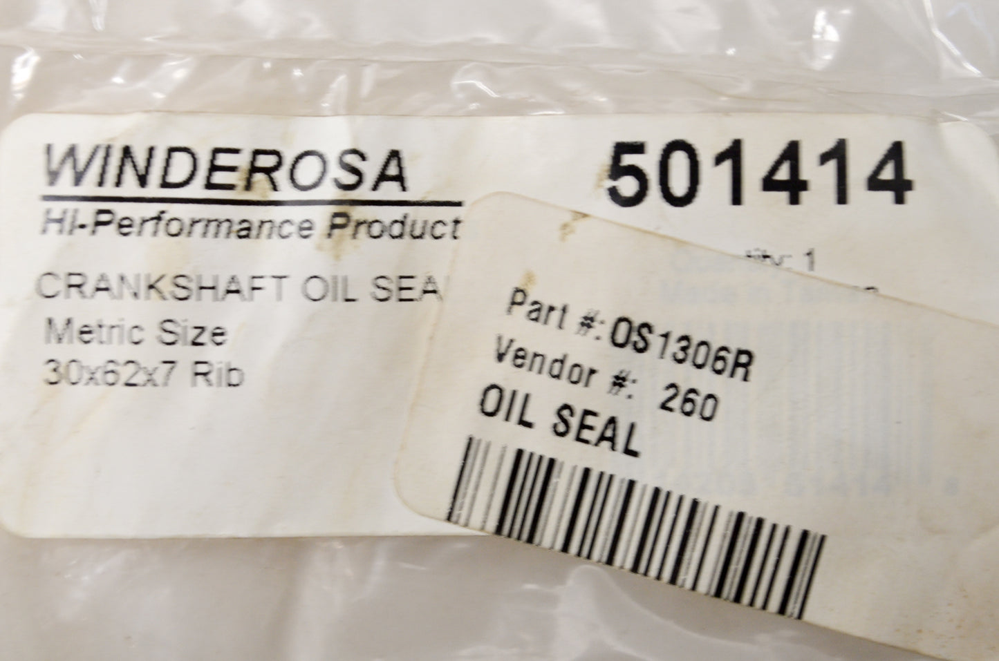 Winderosa OS-1306R, 501414 Oil Seal 30x62x7 NOS