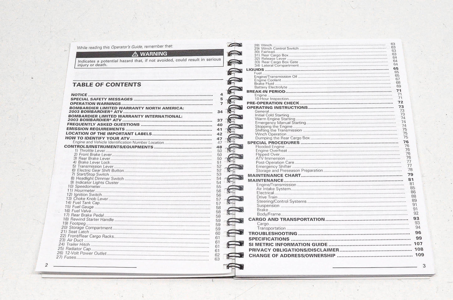 Bombardier 704000024 2003 Traxter Operator's Guide