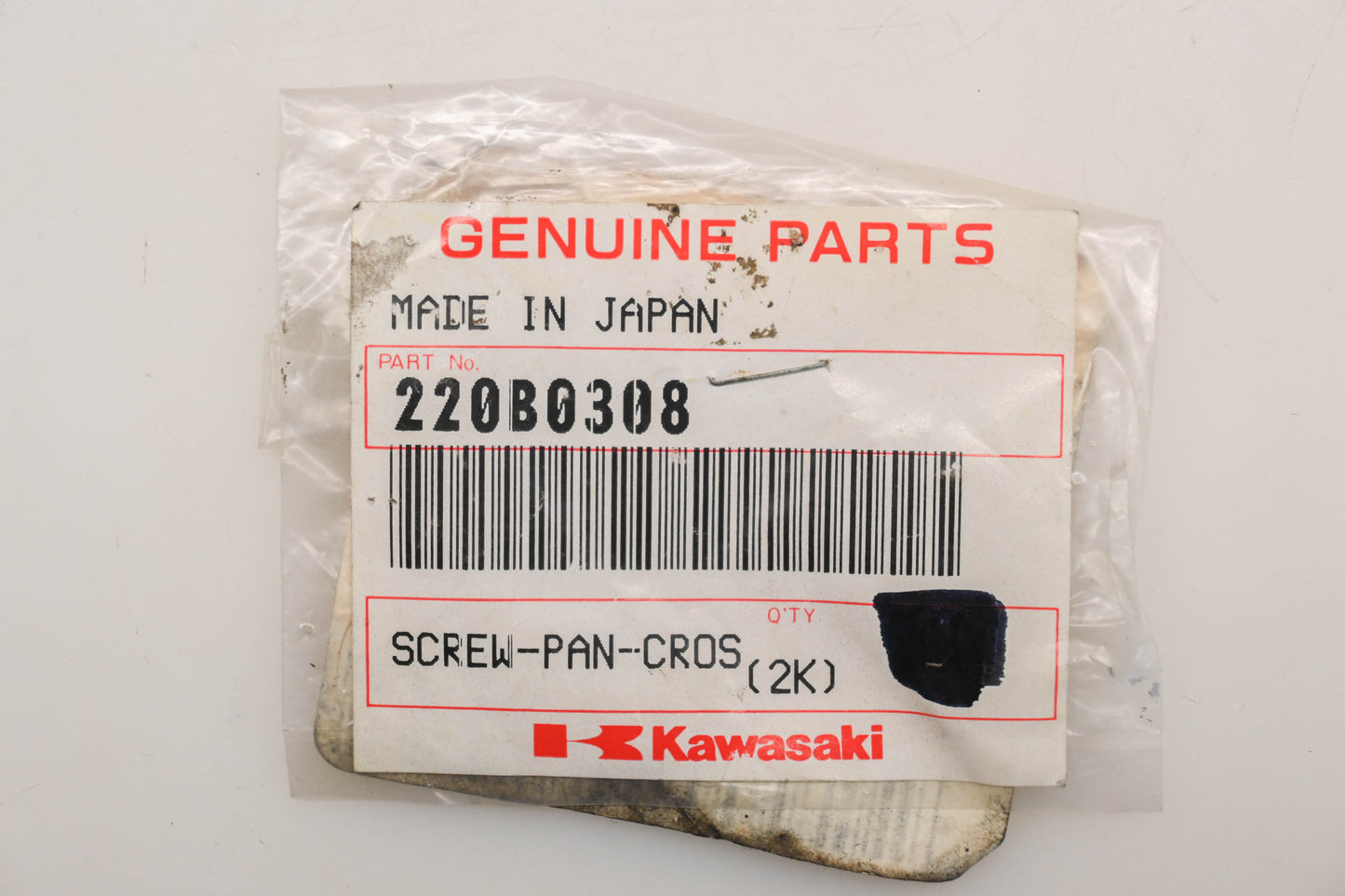 New OEM Kawasaki 220B0308 Pan Head Screws 3X8 Qty 2 NOS