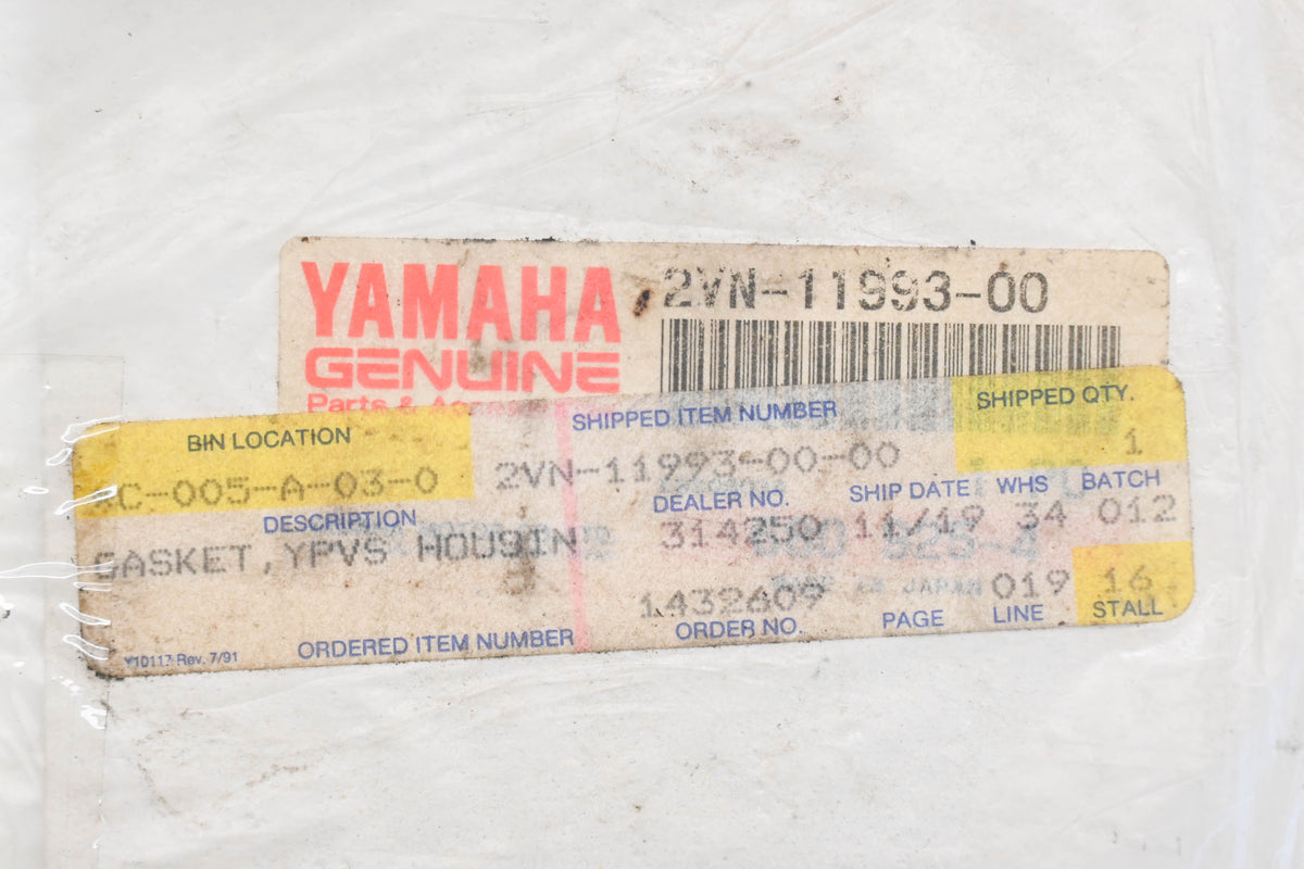 New OEM Yamaha 2VN-11993-00-00 Gasket Qty 1 NOS