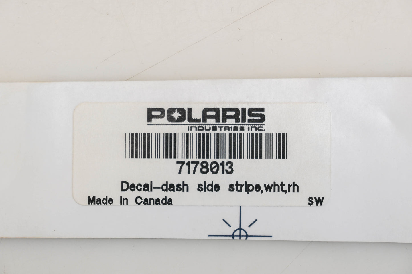 New OEM Polaris 7178013 Right White Dash Side Stripe Decal Qty 1 NOS