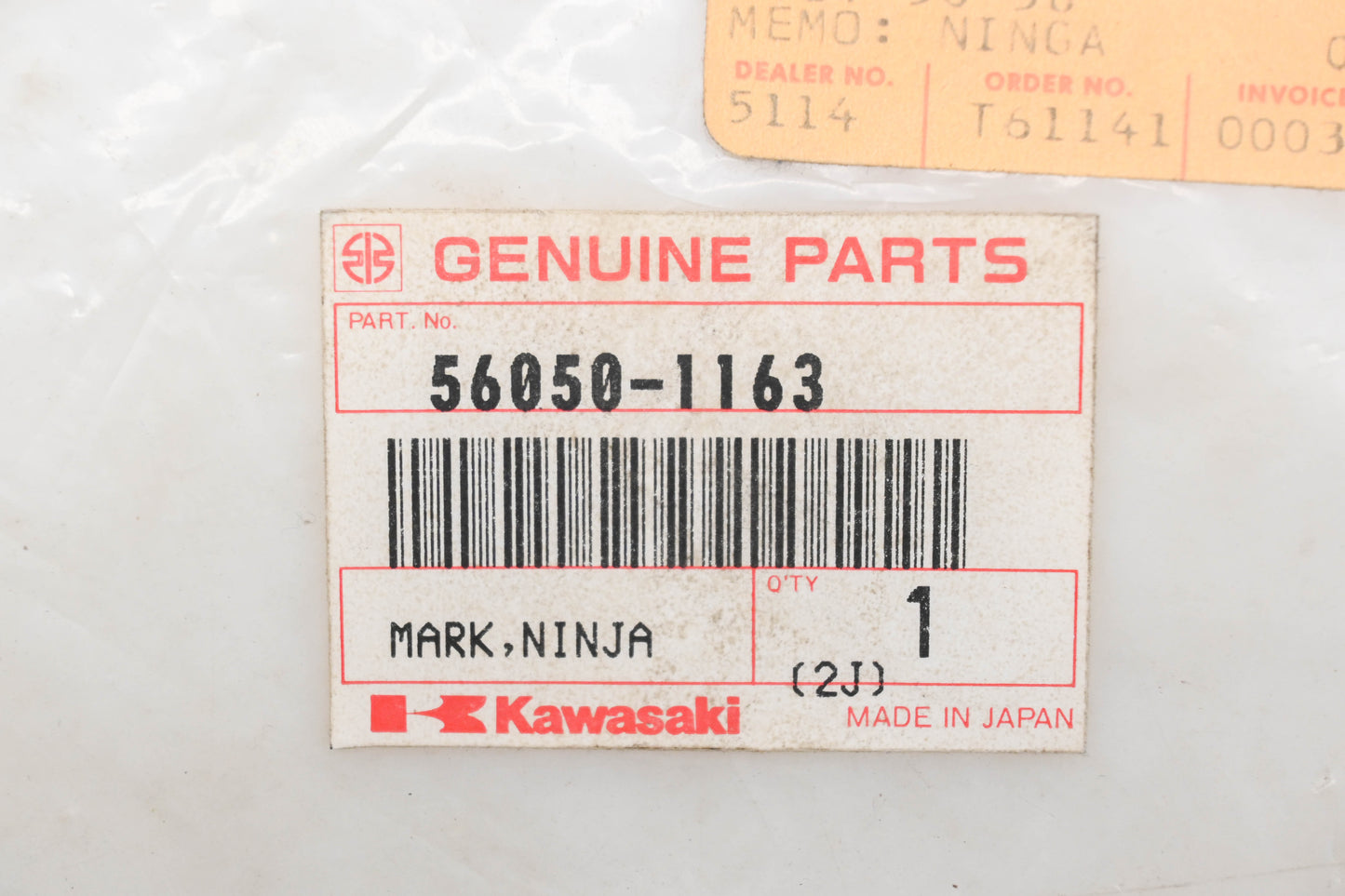 New OEM Kawasaki 56050-1163 Ninja Mark Qty 1 NOS