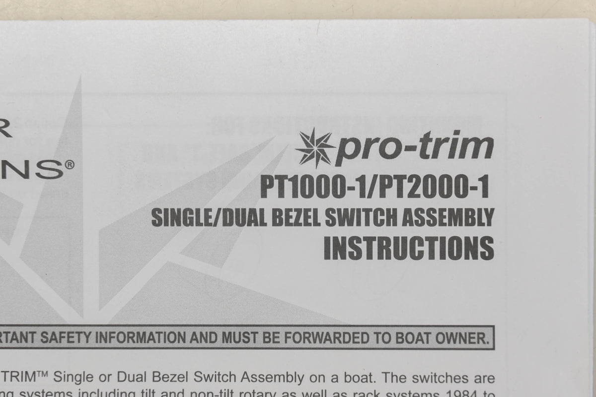 SeaStar Solutions ISPT1000/PT2000-1 Pro-Trim Single/Dual Bezel Switch Assembly I Qty 1