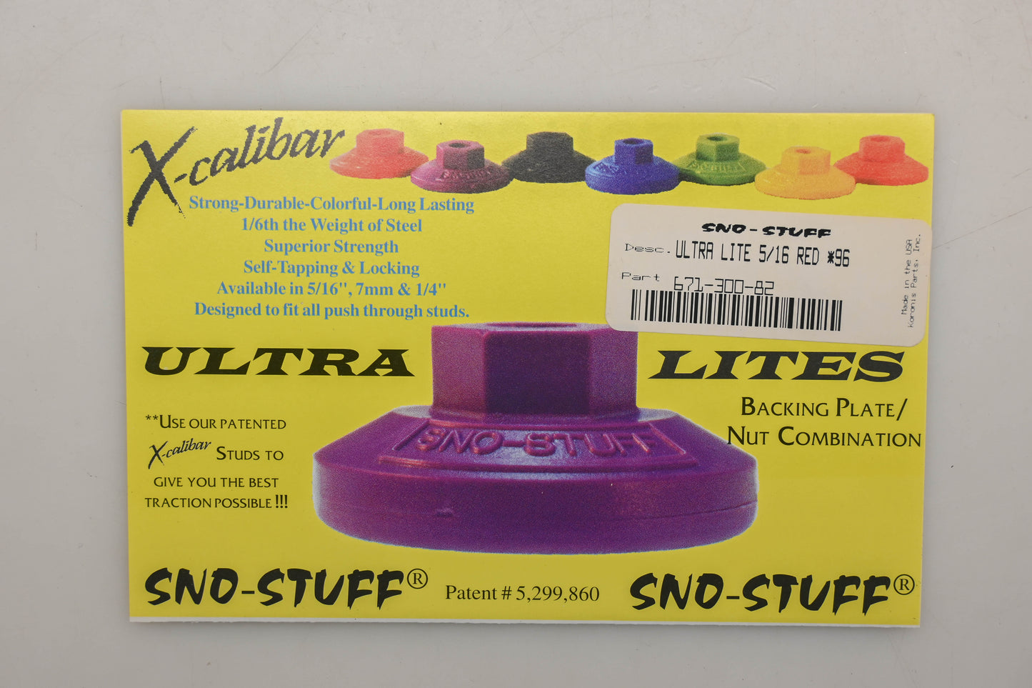 Sno-Stuff 671-300-82 X-Calibur 5/16 Ultra Lite Backer Plates Red Qty 96 NOS