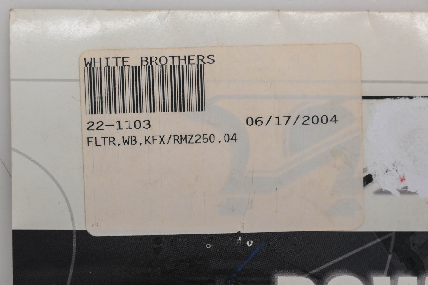 White Brothers 22-1103 Air Filter KX250F RMZ250 Qty 1 NOS