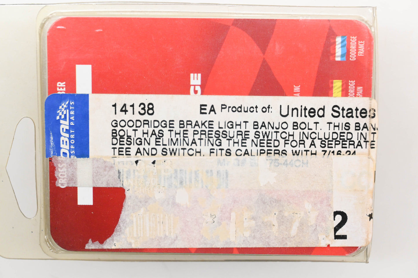 Goodridge 14138, 240-913, 151700 Brake Light Switch Kit Qty 1 NOS