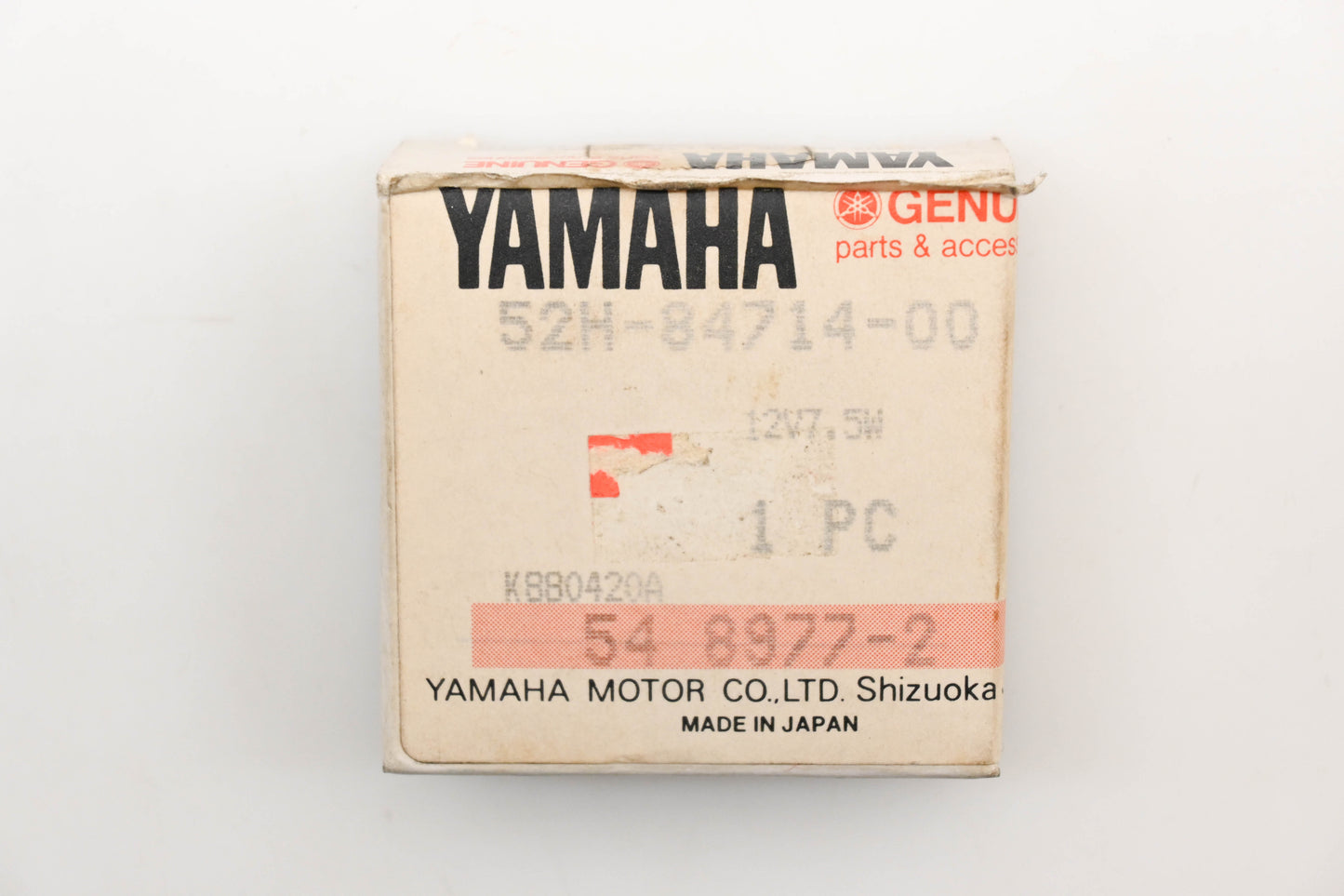 New OEM Yamaha 52H-84714-00-00 Bulb (12V-7.5W) Qty 1 NOS