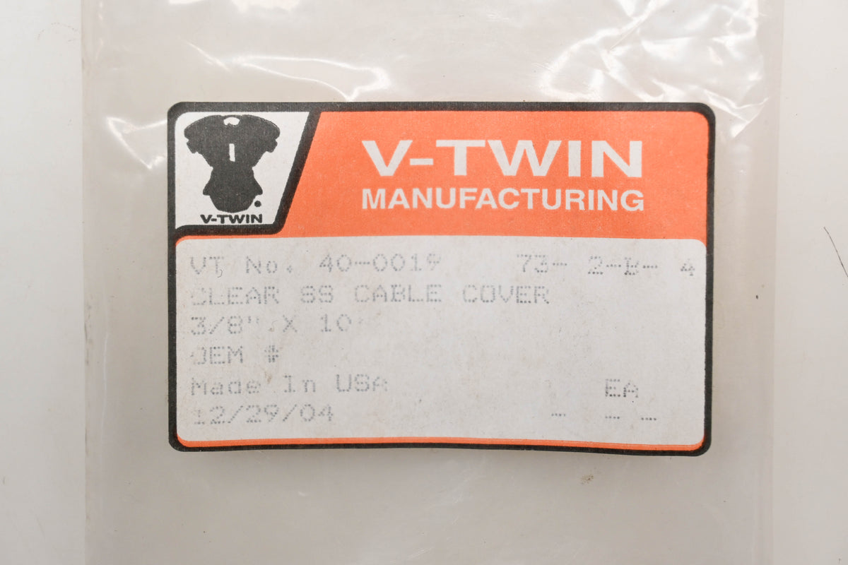 V-Twin 40-0019 3/8" x 10' Braided Cable Heat Shrink Qty 1 NOS