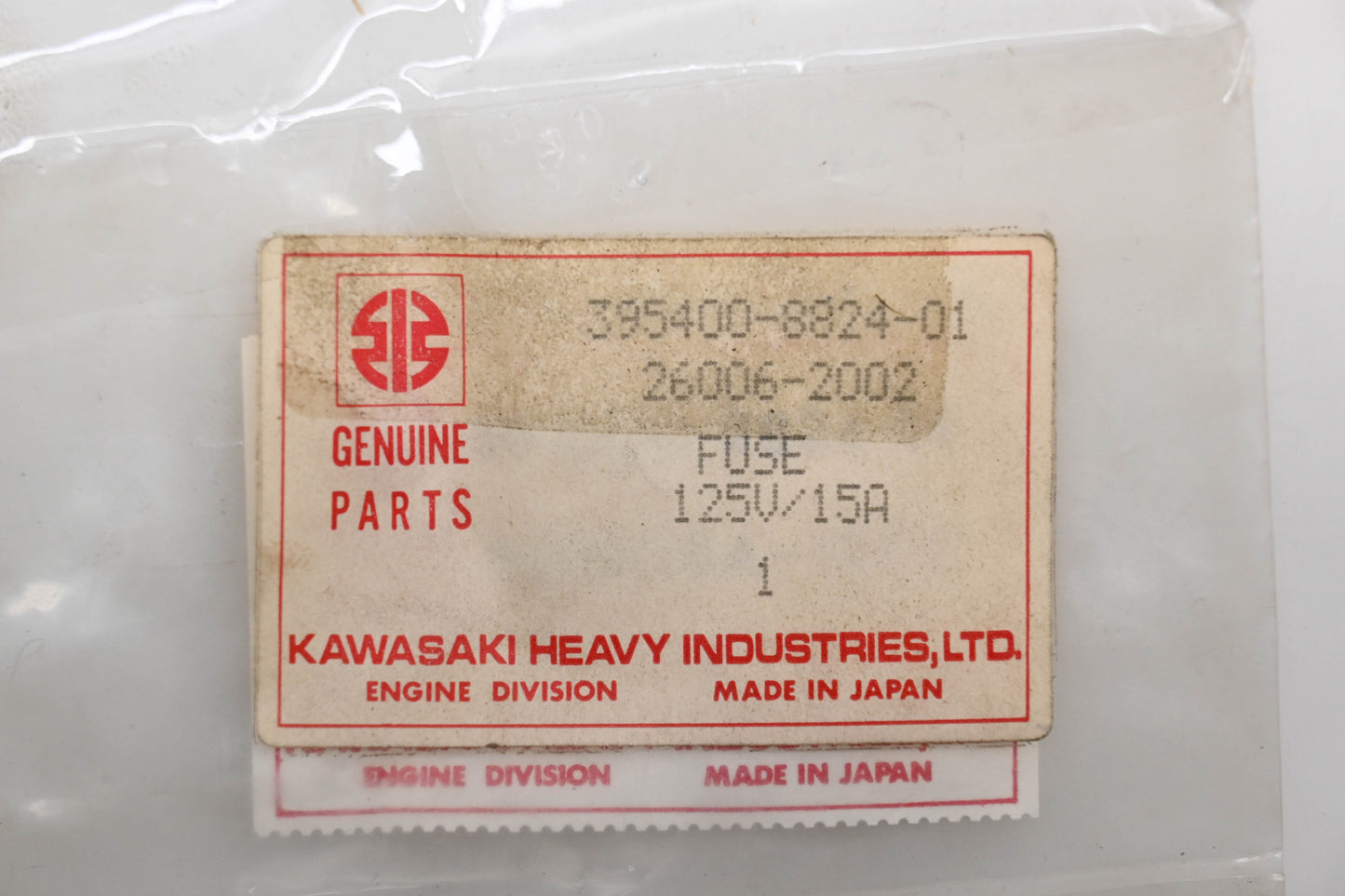 New OEM Kawasaki 26006-2002 Fuse 125V/15A Qty 1 NOS