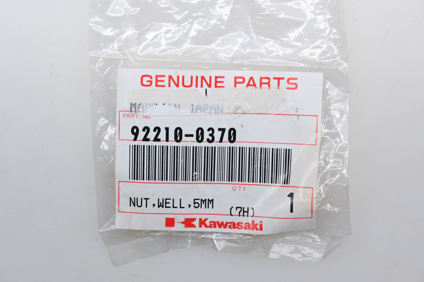 New OEM Kawasaki 92210-0370 Well Nut 5mm Qty 1 NOS