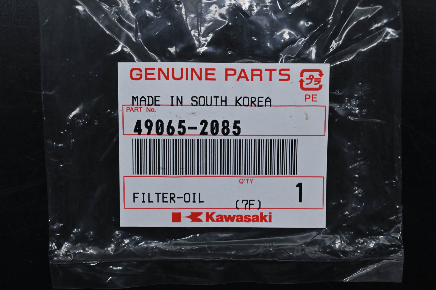 New OEM Kawasaki 49065-2085 Oil Filter Qty 1 NOS