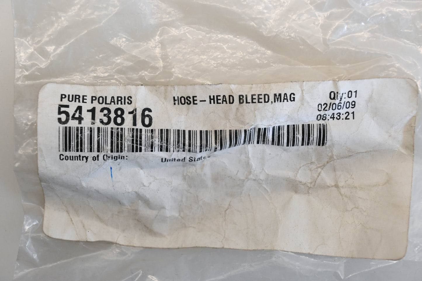 New OEM Polaris 5413816 Head Bleed Hose Turbo IQ Qty 1 NOS