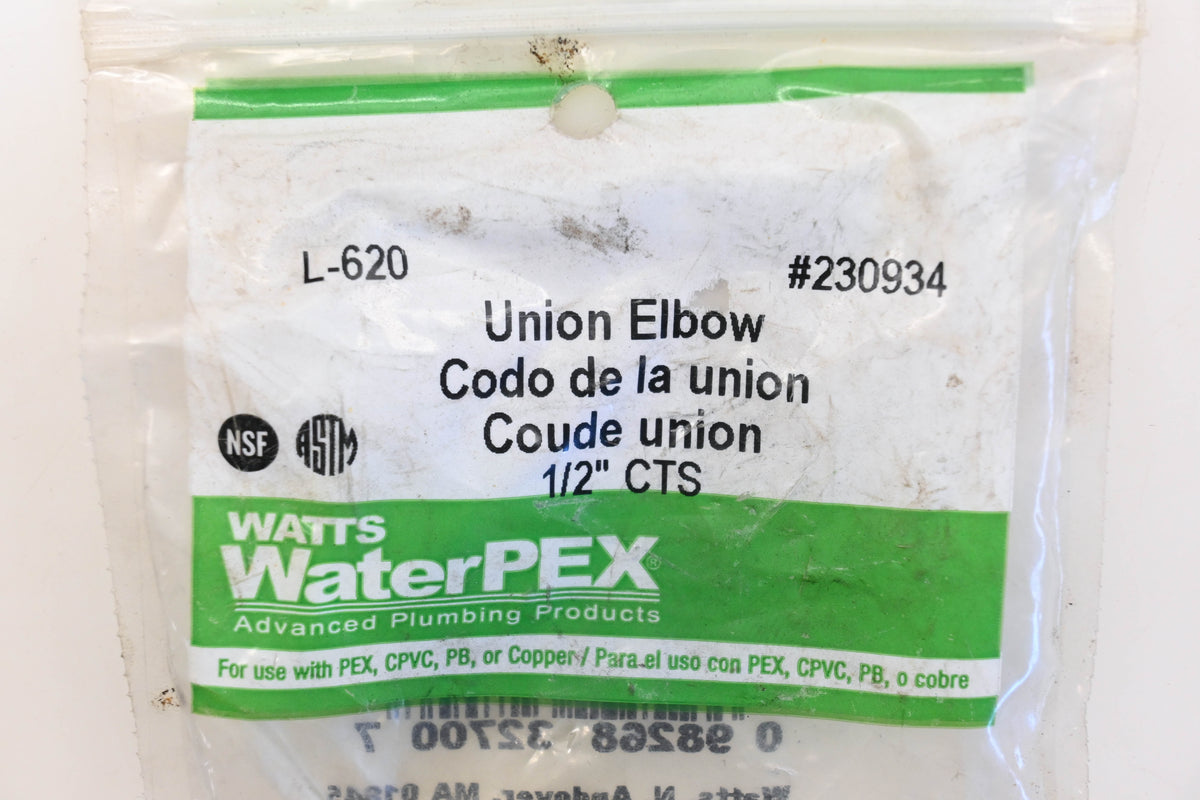 Watts 230934 WaterPEX 1/2" Union Elbow Kit Qty 1 NOS