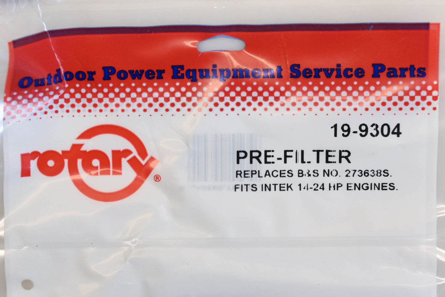 Rotary 19-9304, 273638S Foam Pre Filters Qty 2 NOS