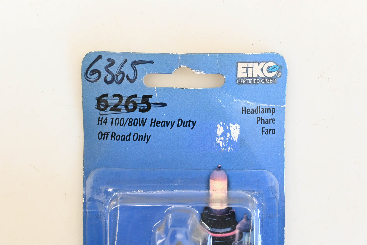 EiKO 6265, 6365 12V 80/100W Headlamp Replacement Bulb Qty 1 NOS