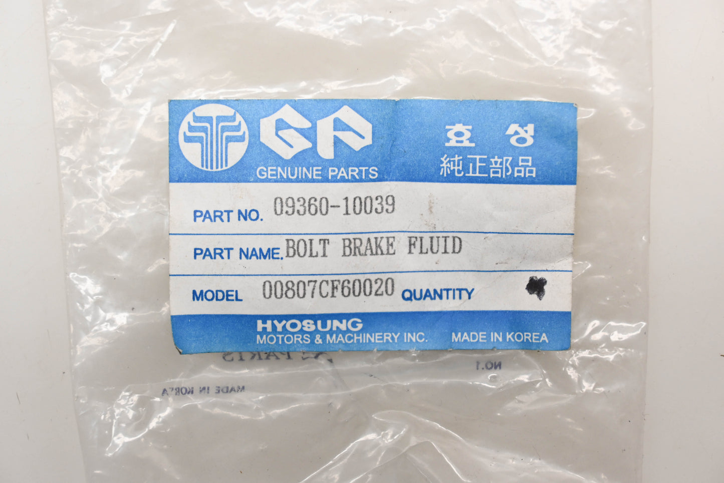 Hyosung 09360-10039 Bolt 10x1.00x22 Qty 1 NOS