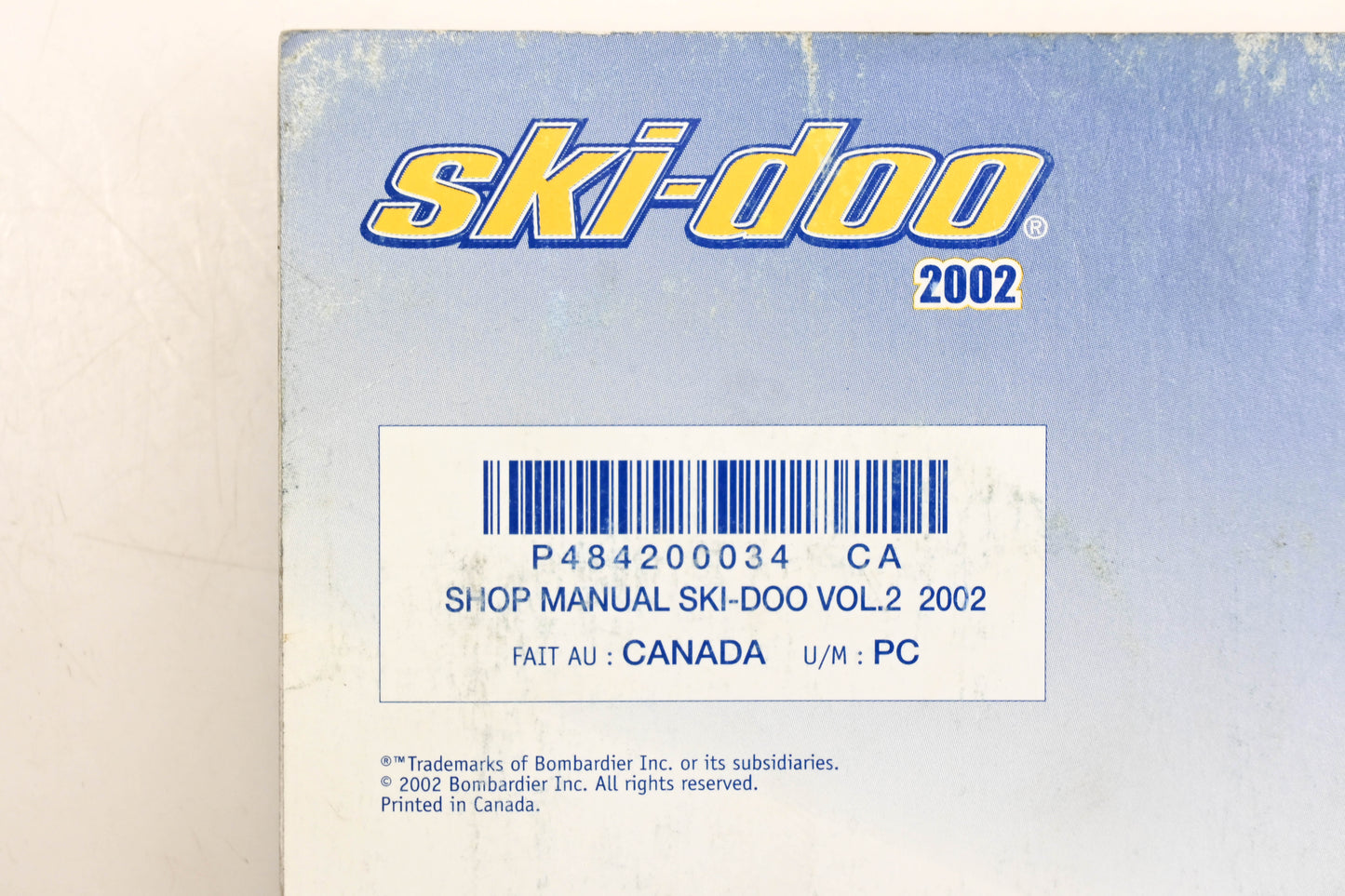 OEM Ski-Doo 484200034 2002 Volume 2 Mach Z Sport Tech Plus Shop Manual