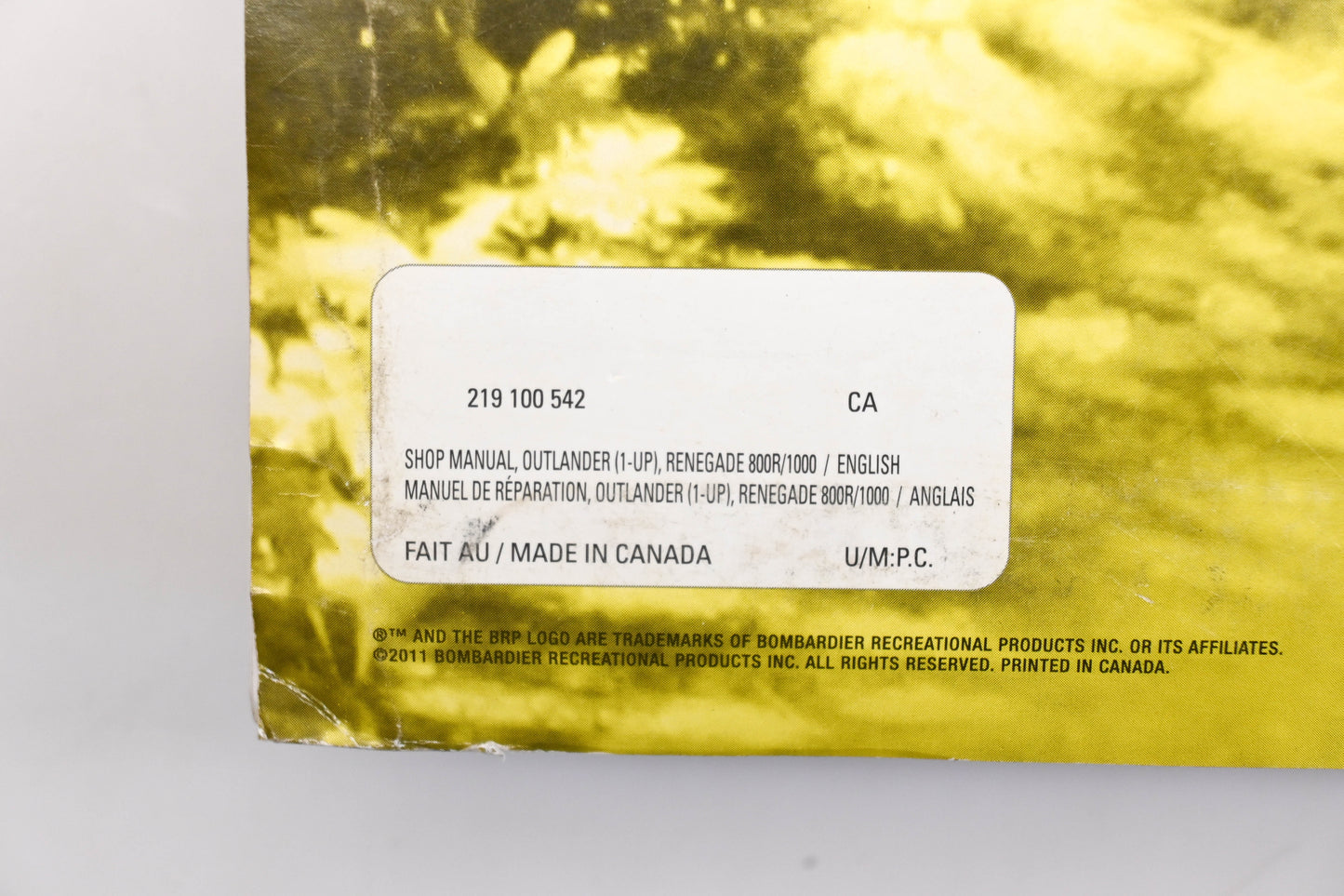 OEM Can-Am 219100542 2012 Outlander Renegade Shop Manual