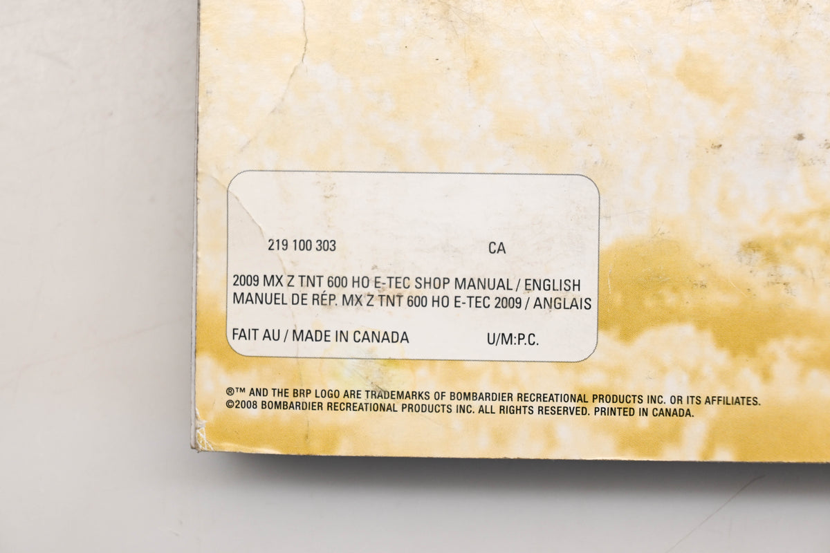 OEM Ski-Doo 219100303 2009 Shop Manual
