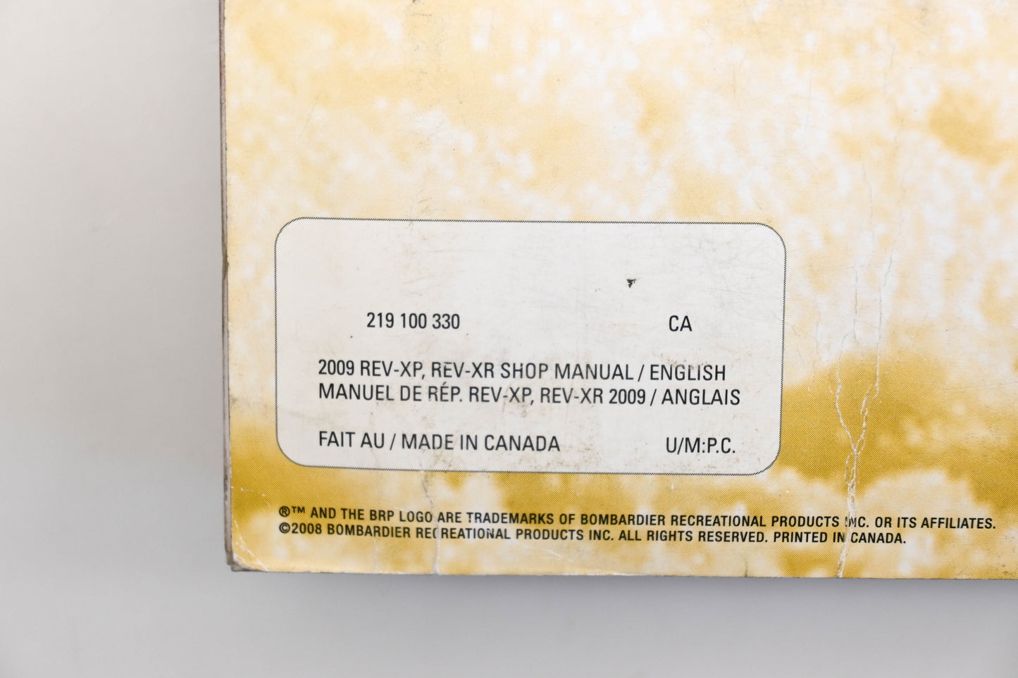 OEM Ski-Doo 219100330 2009 REV-XP REV-XR Shop Manual